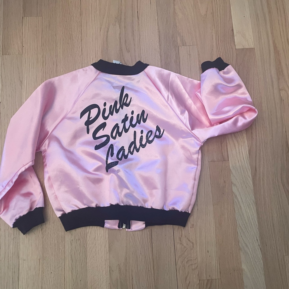 Grease Pink Satin Ladies Jacket Child Small Cosplay Costume Charades USA